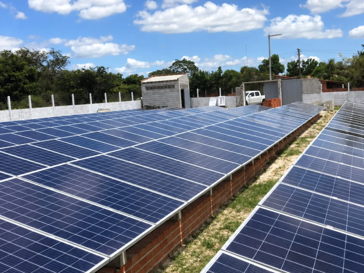 Sistema solar instalado em estrutura de solo